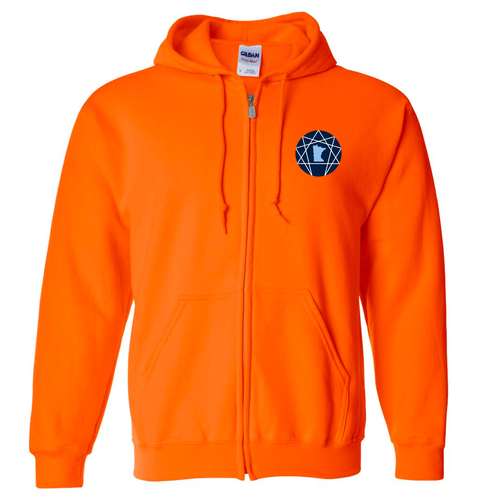 Gildan Full Zip Hooded Sweatshirt -- Safety Orange