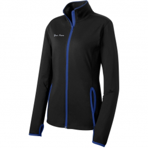 Ladies Sport-Tek Sport Wick Stretch Contrast Full Zip Jacket -- Black / True Royal