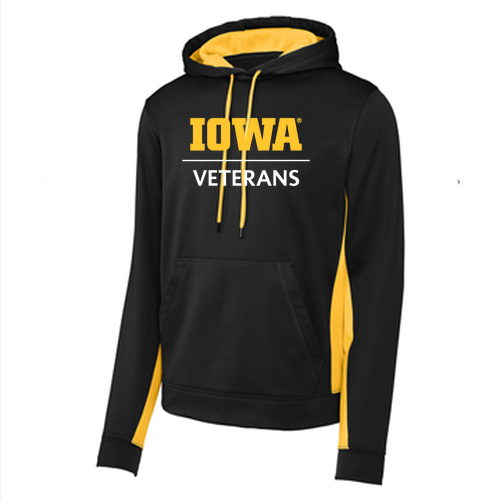 Sport-Tek Sport-Wick Fleece Colorblock Hooded Pullover -- Black / Gold