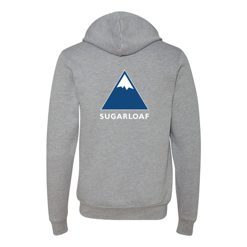 Sugarloaf Logo 2 Blue and White Ink -- Pullover Hooded Sweatshirt Athletic Heather