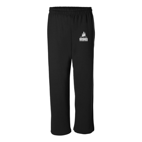 Black Open Bottom Sweatpants -- White Print