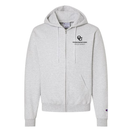 Champion Powerblend Full-Zip Hooded Sweatshirt -- Silver Grey