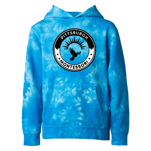 Youth Midweight Tie-Dye Hooded Pullover -- Tie Dye Aqua Blue