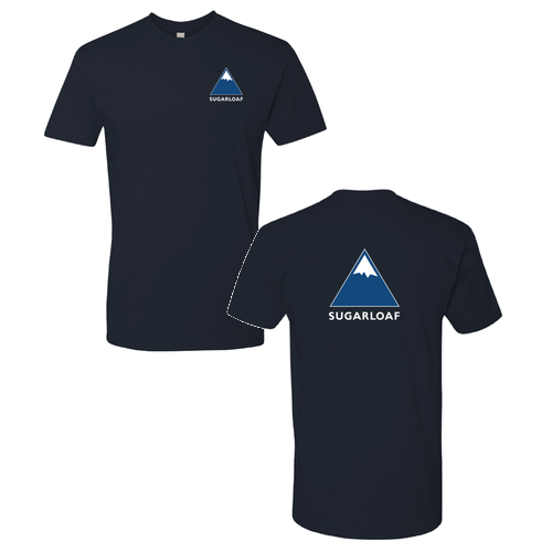 Sugarloaf Logo 2 Blue and White Ink -- Short Sleeve Midnight Navy