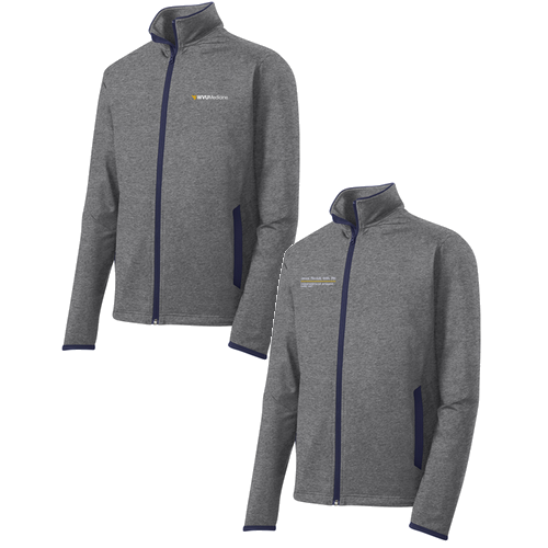 Sport-Tek Sport Wick Stretch Contrast Full Zip Jacket -- Charcoal Grey Heather / True Navy