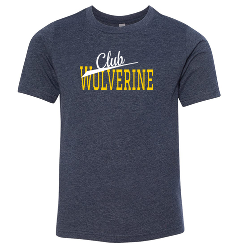 Youth Next Level Soft Fitted CVC Tee -- Midnight Navy, Front logo