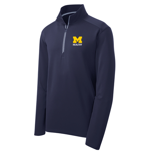 Unisex Sport Wick Textured Quarter Zip Pullover -- True Navy