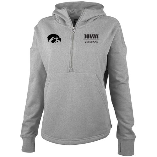 Embroidered Charles River Women's Willow Scallop Hem Hoodie -- Heather Grey