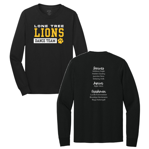 Port and Company Long Sleeve T Shirt with Names -- Jet Black
