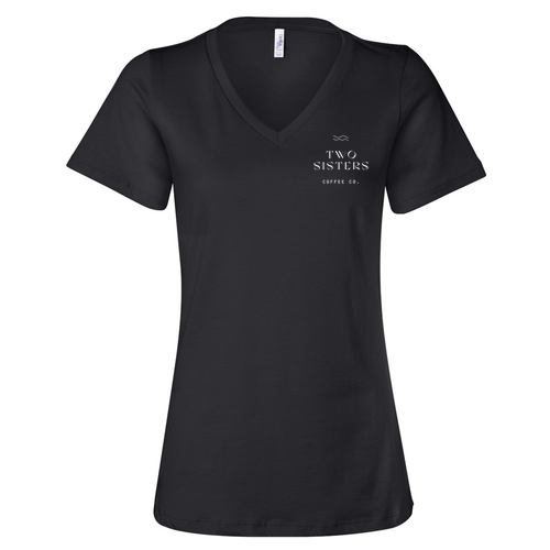 Bella Canvas Womens Relaxed Jersey Short Sleeve V-Neck Tee -- Black