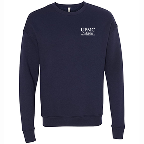 Brain Design Unisex Drop Shoulder Fleece Crewneck -- Navy