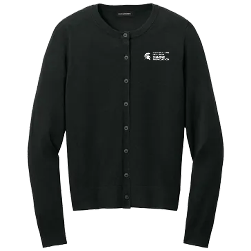 Port Authority Women’s Easy Care Crewneck Cardigan Sweater -- Deep Black