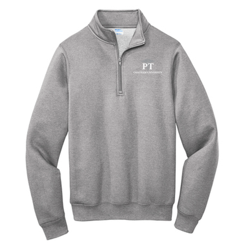 Fleece Quarter-Zip Pullover Sweatshirt -- Athletic Heather with White and Grey Embroidery