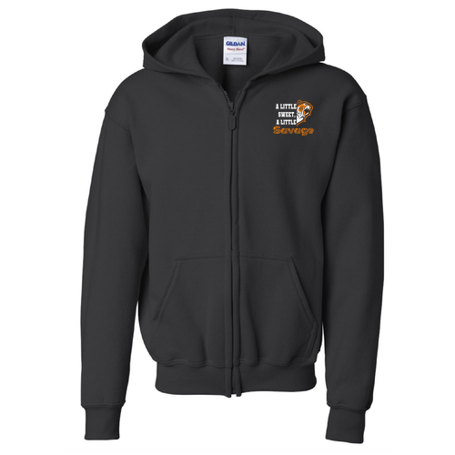 Youth Gildan Full Zip Hooded Sweatshirt -- Black