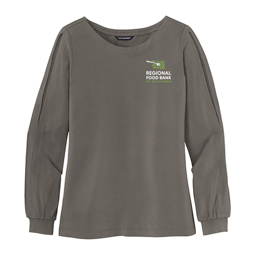 Port Authority Ladies Luxe Knit Jewel Neck Top -Embroidered- Sterling Grey