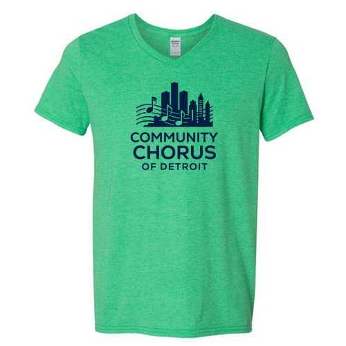 SoftStyle V Neck T Shirt -- Heather Irish Green