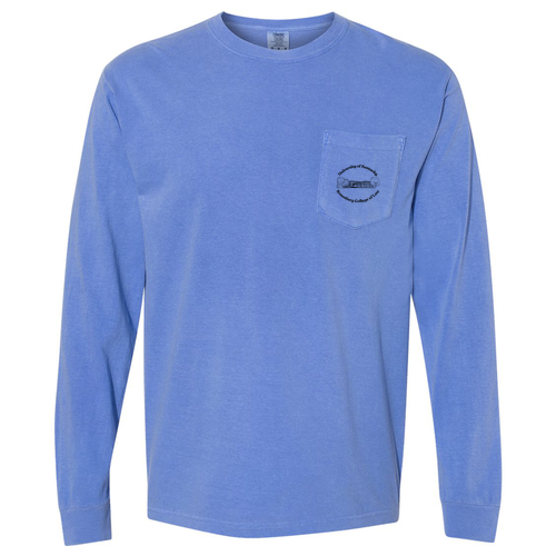 Comfort Colors Adult Long Sleeve Pocket Tee -- Flo Blue