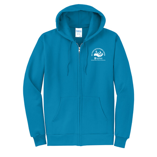 Port and Company Classic Full Zip Hooded Sweatshirt -- Neon Blue