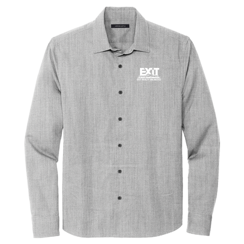 Mercer+Mettle Long Sleeve Stretch Woven Shirt -- Gusty Grey End On End