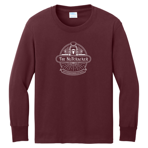Port and Company Youth Long Sleeve 100% Cotton T-Shirt -- Athletic Maroon