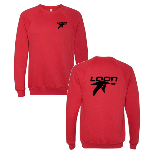 Loon Logo 2 Black Ink -- Crewneck Sweatshirt Red