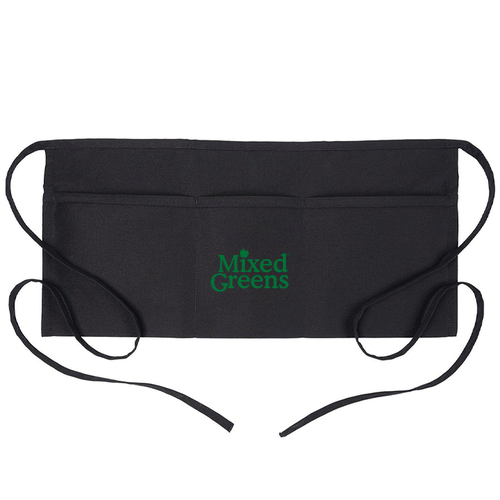 Big Accessories Three-Pocket 10" Waist Apron -- Black