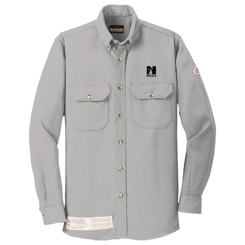 Mens/Unisex Bulwark Excel FR Comfortouch Dress Uniform Shirt -- Silver Grey, NPS Logo, 20 Points