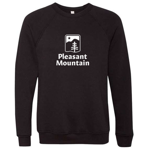 Pleasant Mountain Logo 1 White Ink -- Crewneck Sweatshirt Black