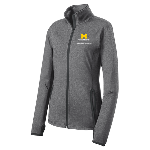 Ladies Sport-Tek Sport Wick Stretch Contrast Full Zip Jacket -- Charcoal Grey Heather / Charcoal Grey