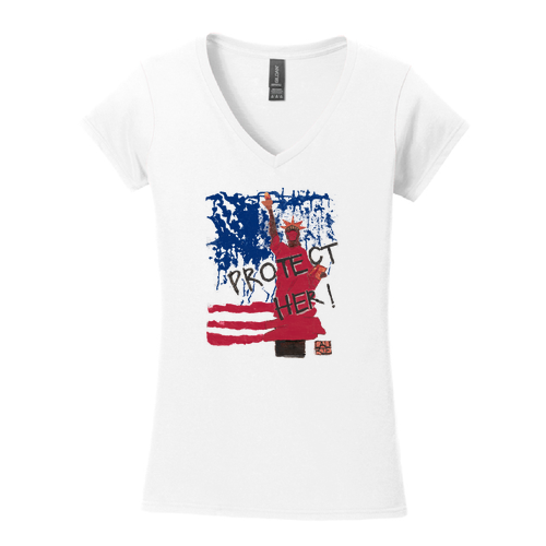 Gildan Softstyle Women's Fit V-Neck T-Shirt -- White