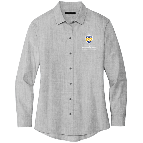 Mercer+Mettle Women's Long Sleeve Stretch Woven Shirt -- Gusty Grey End On End