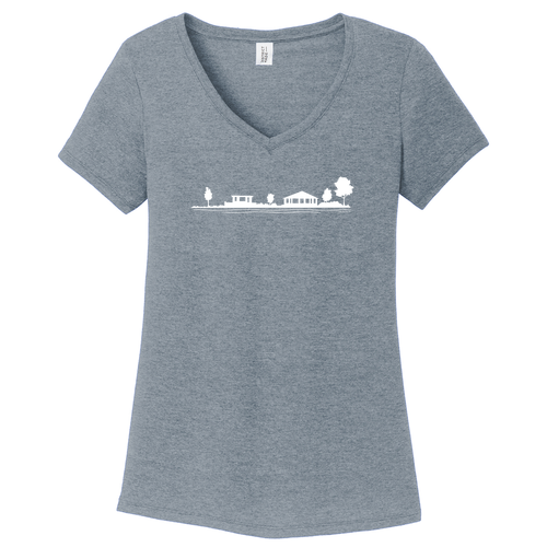 Slim Point -- District Made Ladies Perfect Tri V-Neck Tee -- Flint Blue Heather