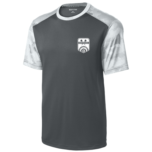 Sport-Tek Camohex Colorblock Tee -- Iron Grey / White