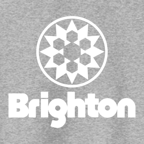 Brighton Logo 2 White Ink -- Pullover Hooded Sweatshirt Athletic Heather