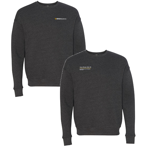 Embroidered Bella Canvas Unisex Drop Shoulder Fleece Crewneck -- Dark Grey Heather