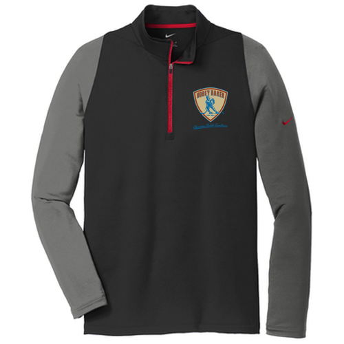 Nike Golf Dri FIT Stretch Half Zip Cover Up -- Black / Dark Grey / Gym Red