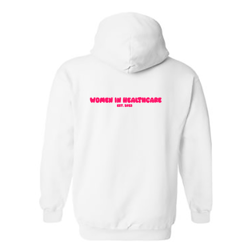 Pink WIH Gildan Heavy Blend Hooded Sweatshirt -- White