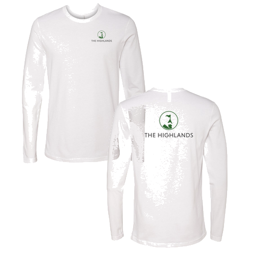 The Highlands Logo 2 Green Ink -- Long Sleeve White