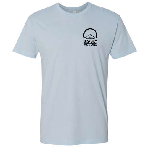 Unisex Next Level Fitted Short Sleeve Tee -- Light Blue Left Chest black Ink