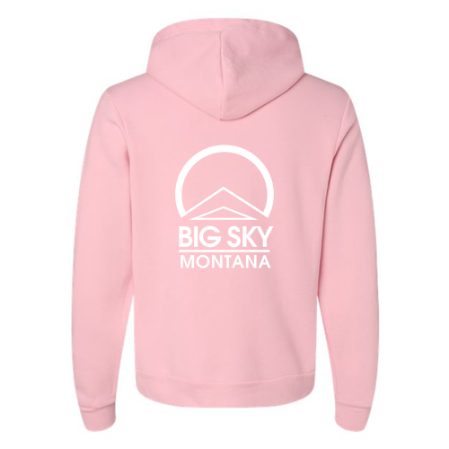 Big Sky Montana Logo 2 White Ink -- Pullover Hooded Sweatshirt Pink