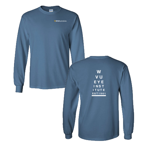 Screen Printed Gildan Heavy Cotton Longsleeve Basic T-Shirt -- Indigo Blue