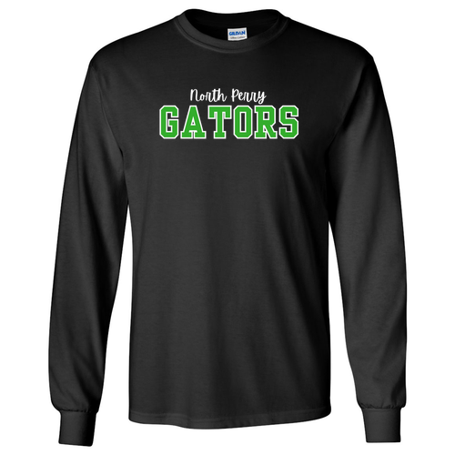 North Perry Gators (Text) -- Gildan Ultra Cotton Longsleeve Basic T-Shirt -- Black
