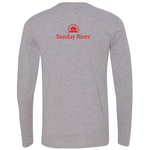Sunday River Logo 2 Red Ink -- Long Sleeve Heather Grey