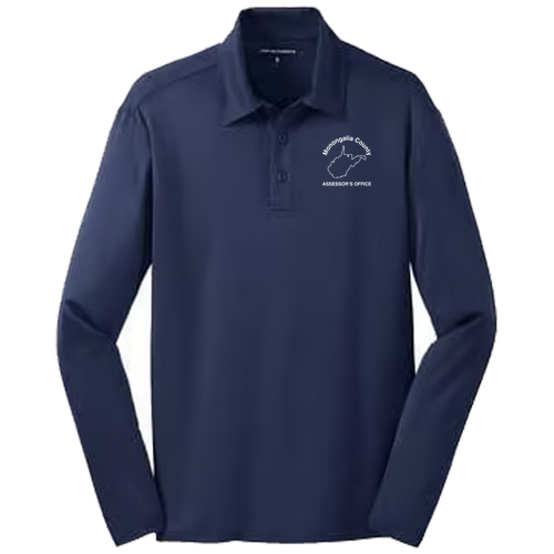 Port Authority Silk Touch Performance Long Sleeve Polo -- Navy