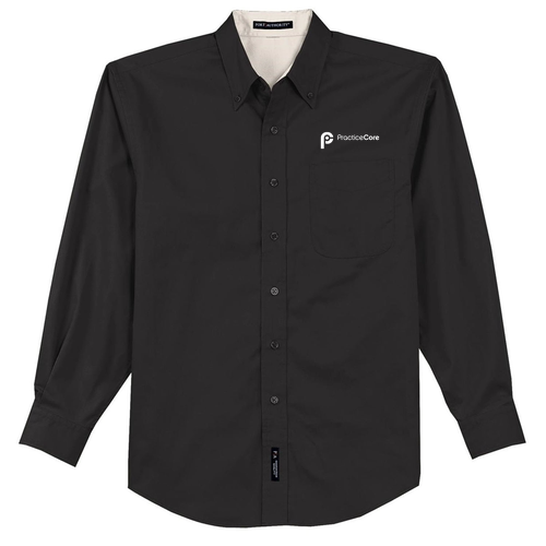 Mens Easy Care Long Sleeve Shirt -- Black / Light Stone