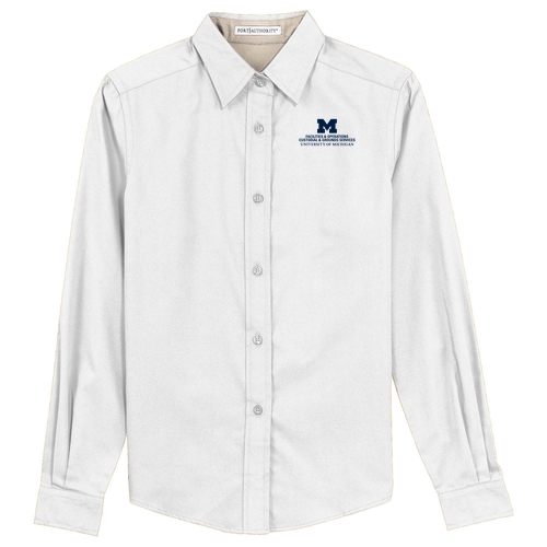 Ladies Port Authority Easy Care Long Sleeve Shirt -- White / Light Stone, $34