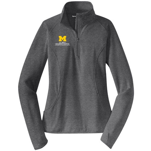 Sport Tek Ladies Sport Wick Stretch Half Zip Pullover -- Charcoal Grey Heather