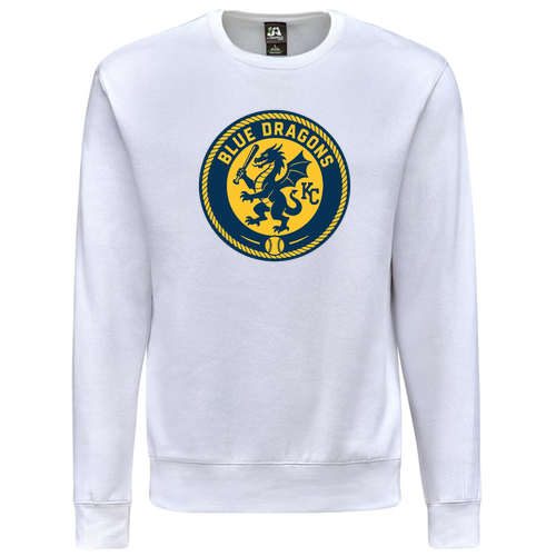 Adult Blue Dragons Baseball Seal Fleece Crew -- White