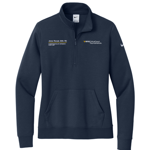 Nike Ladies Club Fleece Sleeve Swoosh 1/2 Zip -- Midnight Navy