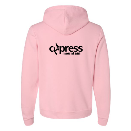Cypress Mountain Logo 2 Black Ink -- Pullover Hooded Sweatshirt Pink